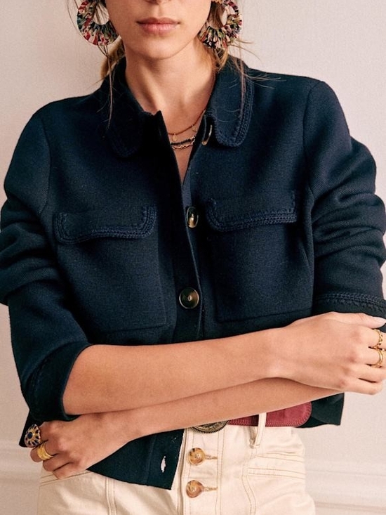 Sezane Jackets & Blazers - Gilet Betty (Navy Crochet)